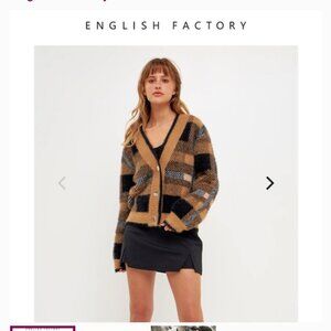 English Factory Plaid Cardigan Women XS